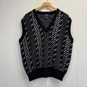 Vintage Cambridgie Classics Mervyns Preppy Geometric Sweater Vest Size XL